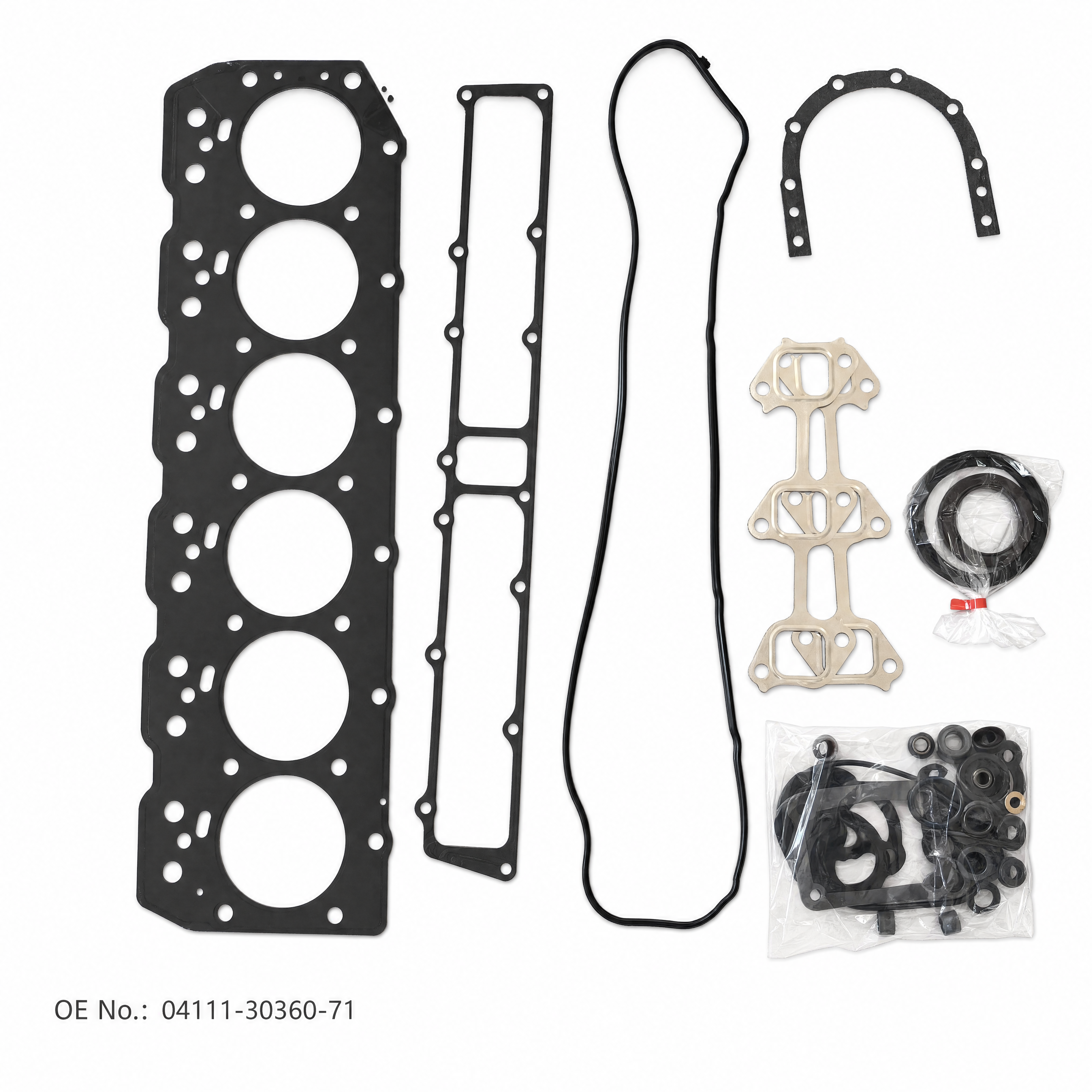 GASKET KIT, ENGINE O/H — 04111-30360-71 — Engine Repair Kit · OE 04111-30360-71 Representative image of JIA CHENG overseas B2B forklift and OE parts export workflow.