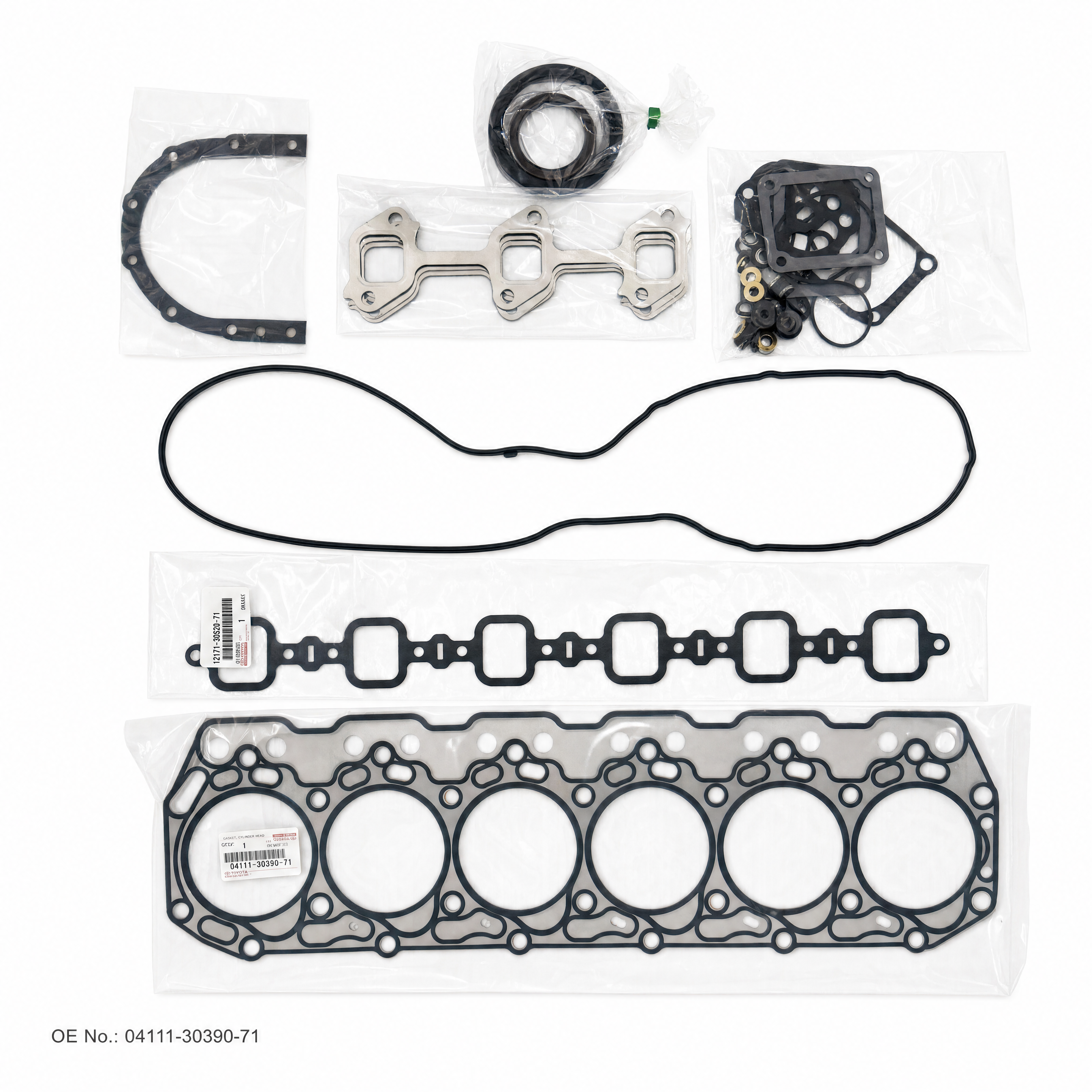 GASKET KIT, ENGINE O/H — 04111-30390-71 — Engine Repair Kit · OE 04111-30390-71 Representative image of JIA CHENG overseas B2B forklift and OE parts export workflow.